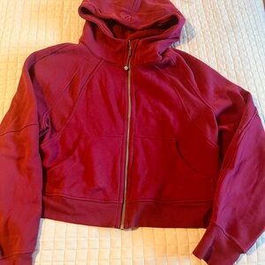 Lululemon Womens XS/S Scuba Hoodie Oversized Cropped Full Zip Pomegranate